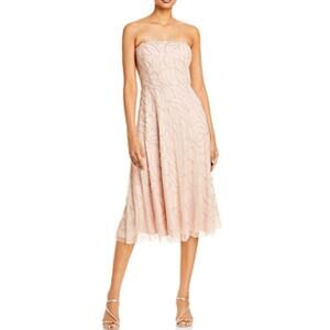 Aidan Mattox Beaded Strapless Fit and Flare Cocktail Party Dress Pink Size 12